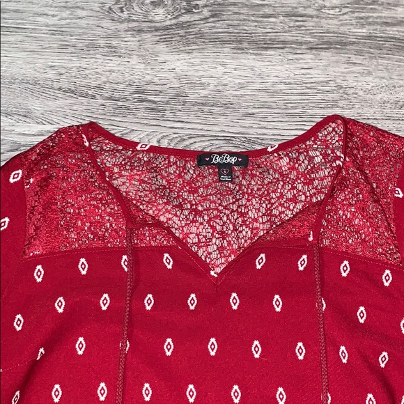 Cranberry red dress with lace detail and tassles - Picture 4 of 4